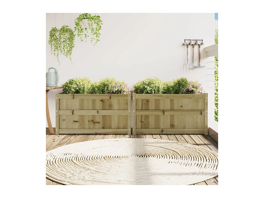 Jardinières 2 pcs bois de pin imprégné FR17782