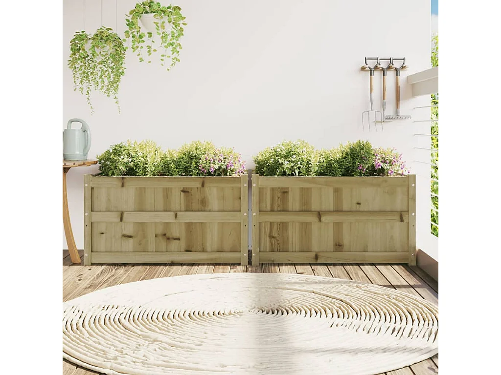 Jardinières 2 pcs bois de pin imprégné FR17782