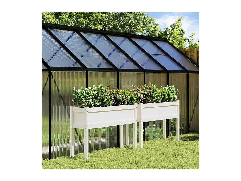 Jardinières 2 pcs avec pieds blanc bois de pin massif FR96862