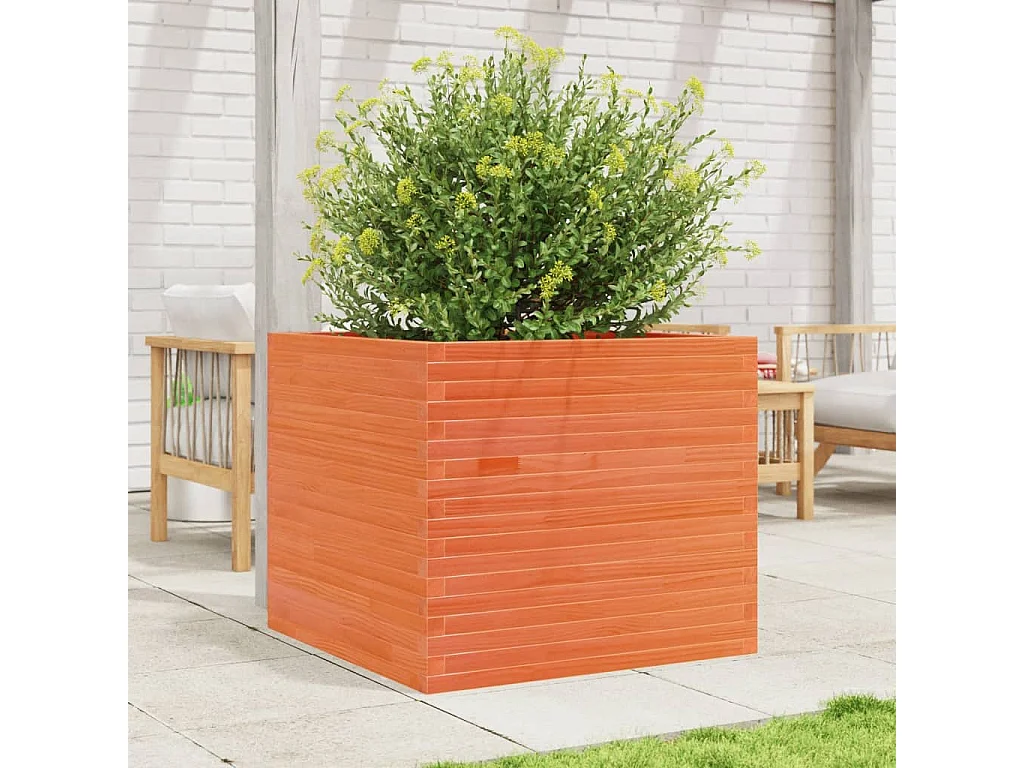 Plantenbak 80x80x68,5 cm massief grenenhout wasbruin BE669451