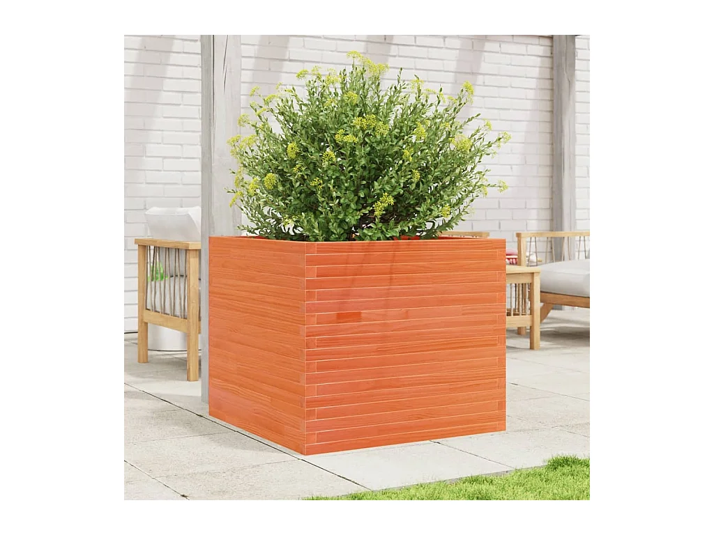 Jardinière cire marron 80x80x68,5 cm bois de pin massif FR46072