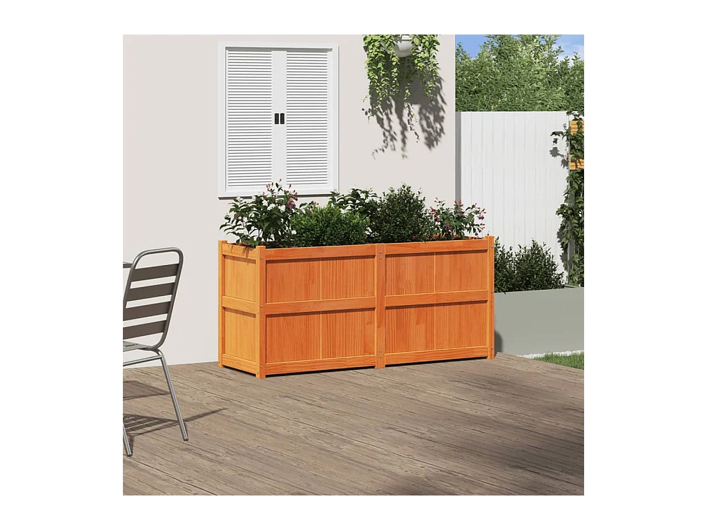 Jardinière cire marron 150x50x70 cm bois de pin massif FR45620