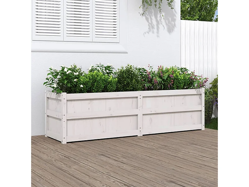 Jardinière blanc 180x50x50 cm bois de pin massif FR38424