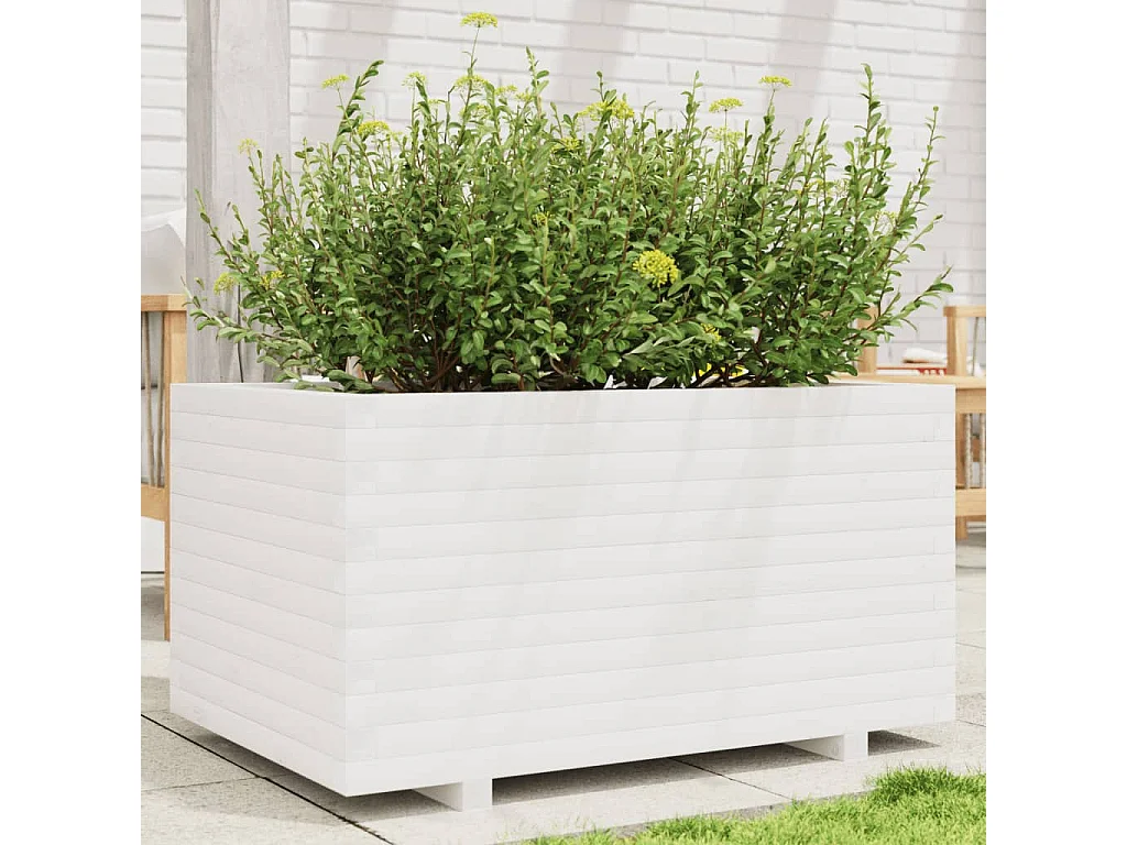 Jardinera madera maciza de pino blanco 90x60x49,5 cm ES540760