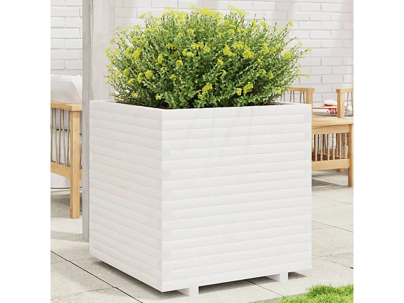 Jardinière blanc 70x70x72,5 cm bois de pin massif FR40608