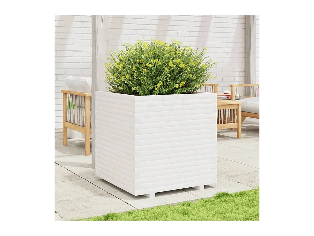 Jardinière blanc 70x70x72,5 cm bois de pin massif FR40608
