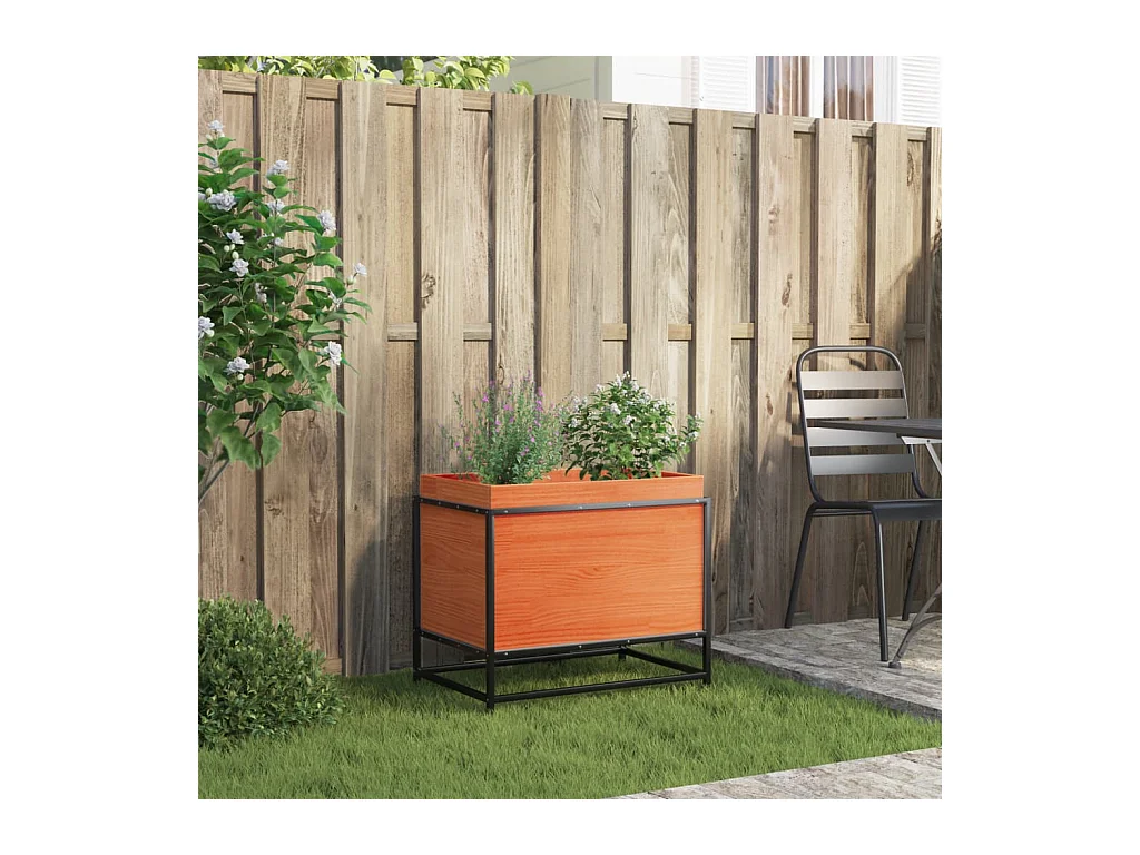 Jardinière cire marron 60x40x50 cm bois de pin massif FR42328