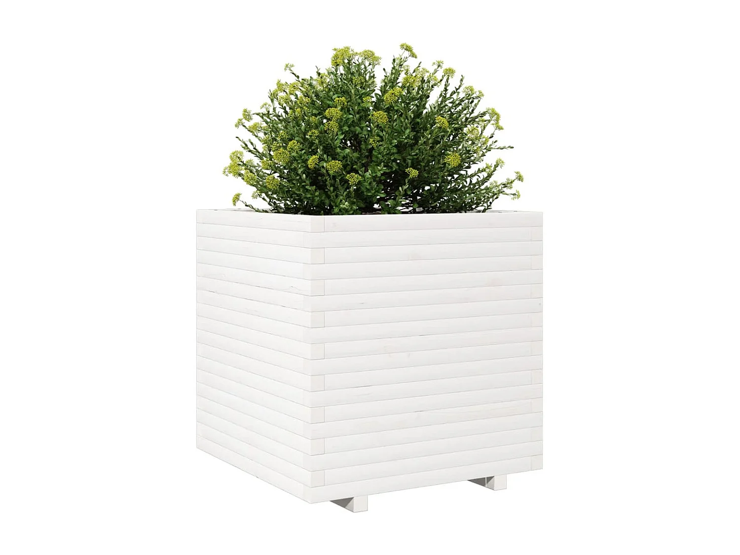 Jardinière blanc 70x70x72 cm bois de pin massif FR46044