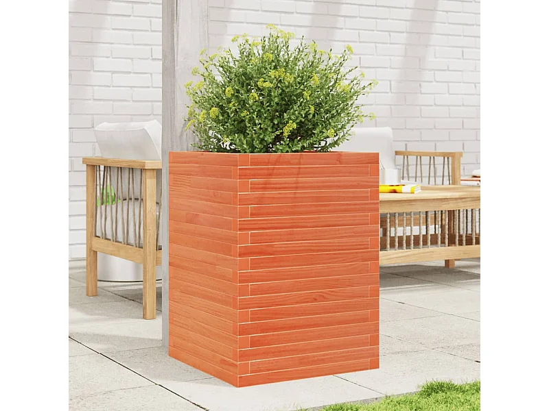 Jardinière cire marron 50x50x68,5 cm bois de pin massif FR66445