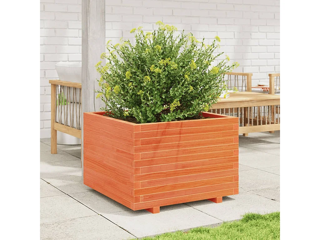 Plantenbak 70x70x49,5 cm massief grenenhout wasbruin BE518475