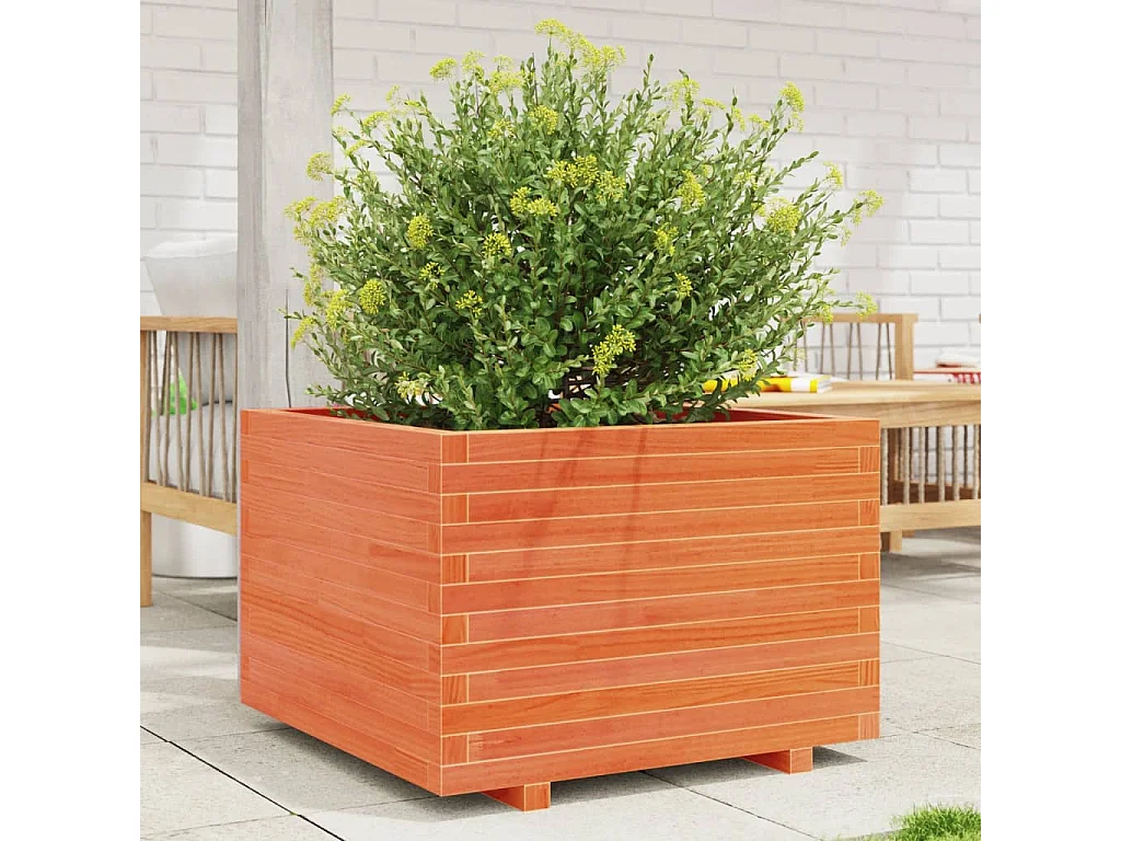 Jardinière cire marron 70x70x49,5 cm bois de pin massif FR62107