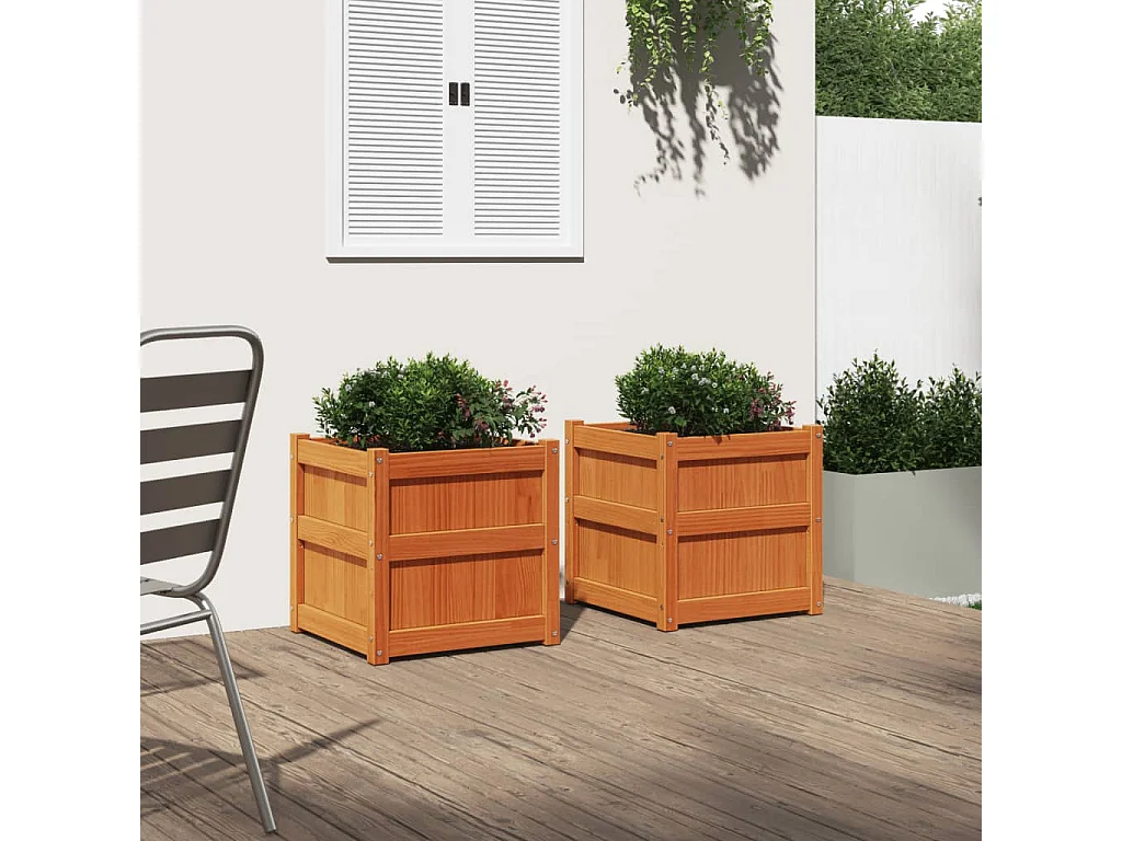 Vasos/floreiras de jardim 2 pcs pinho maciço castanho cera PT288861