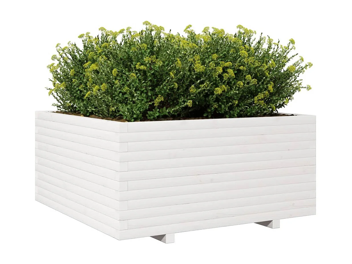 Vaso/floreira de jardim 100x100x49,5 cm pinho maciço branco PT113531