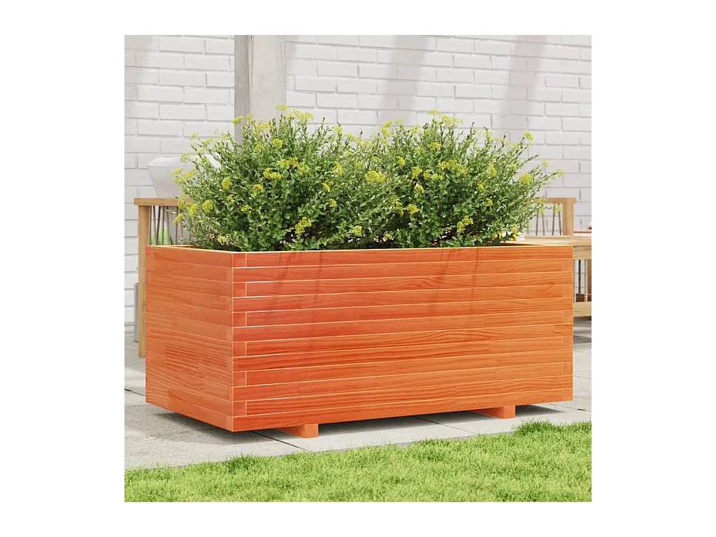 Jardinière cire marron 110x60x49,5 cm bois de pin massif FR10923