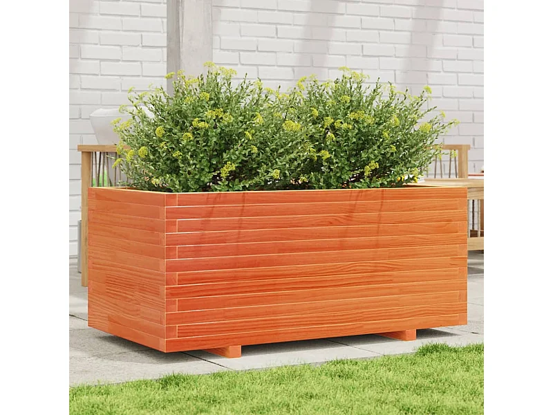Jardinière cire marron 110x60x49,5 cm bois de pin massif FR10923