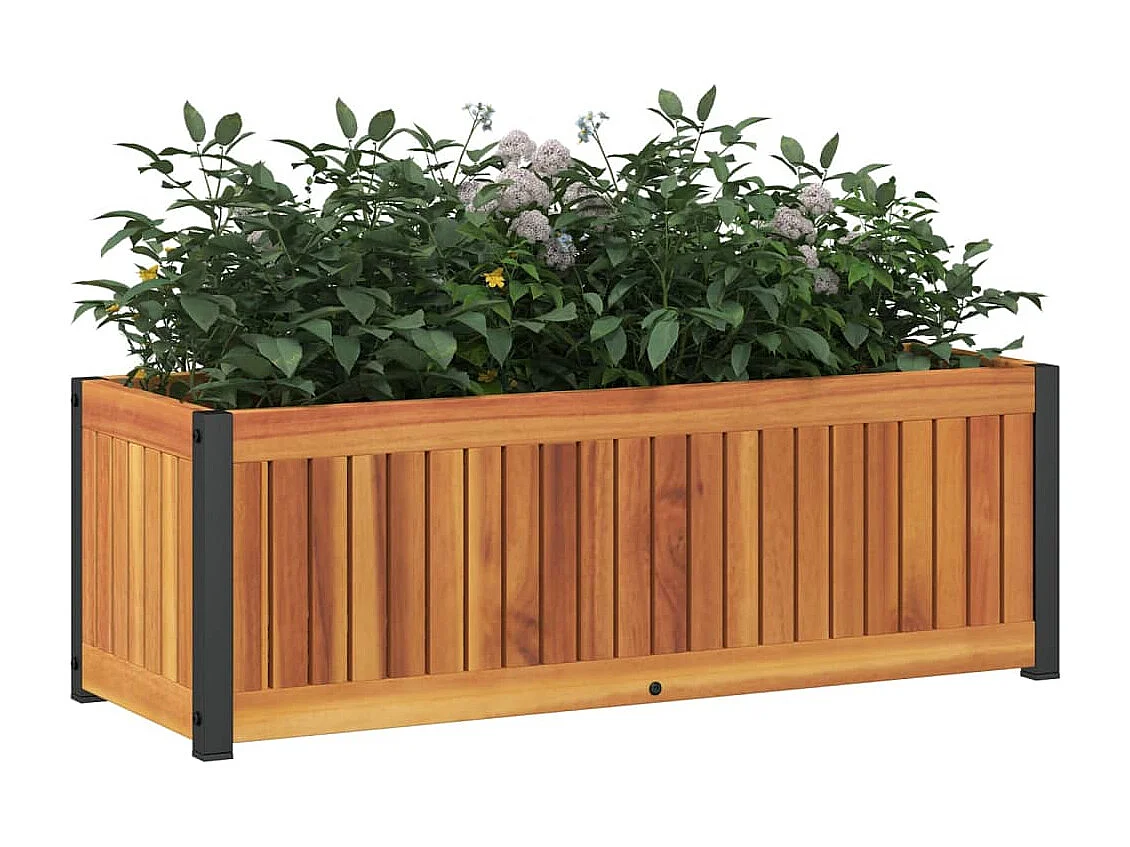 Vaso/floreira de jardim 80x30x27,5 cm acácia maciça e aço PT796224