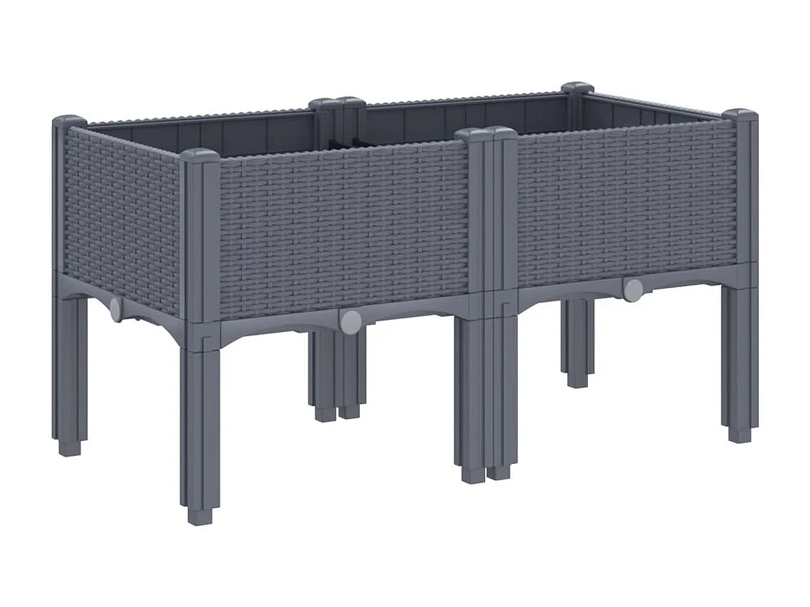 Jardinera con patas PP gris 80x40x42 cm ES721299