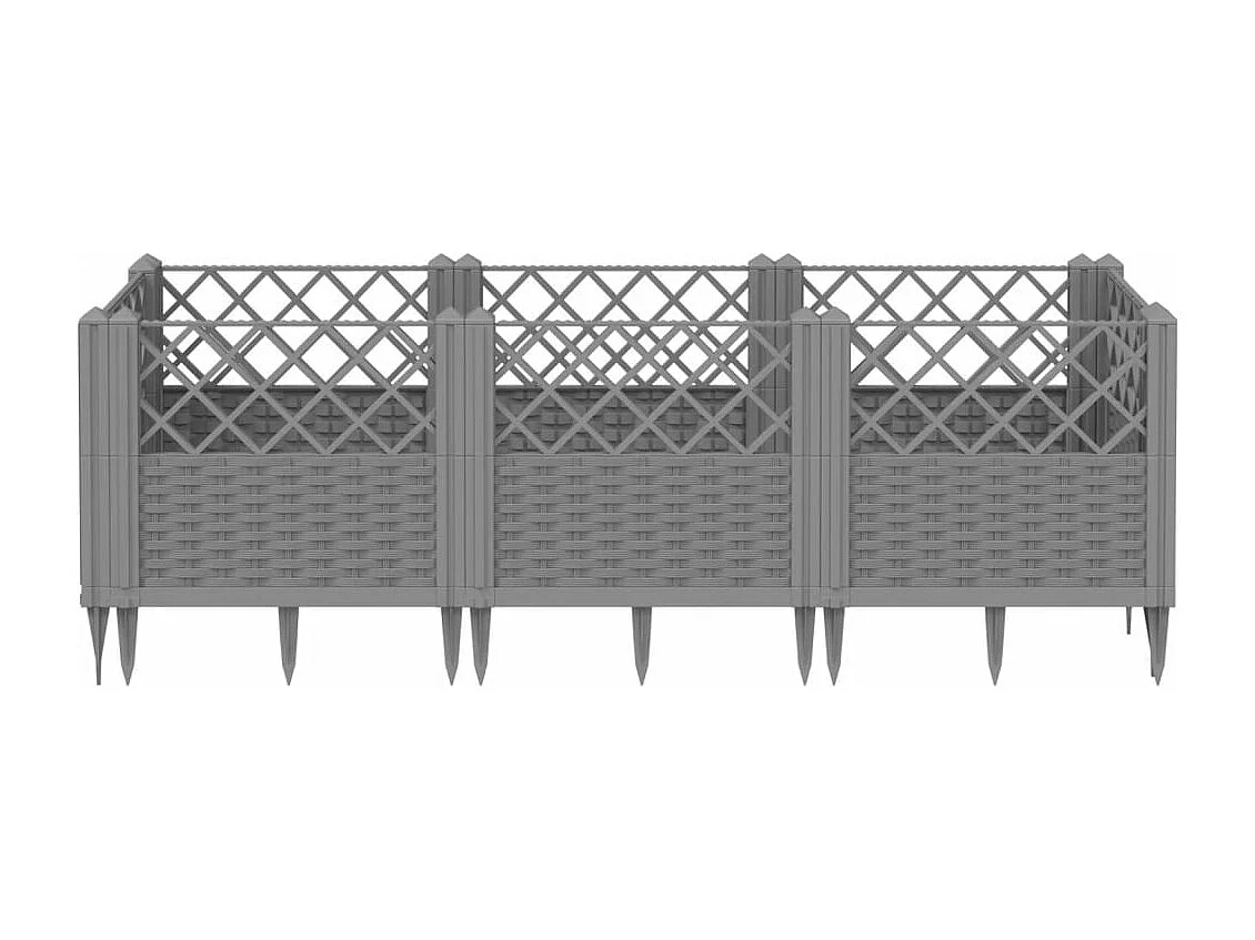Jardinière avec piquets gris clair 123,5x43,5x43,5 cm PP FR26043