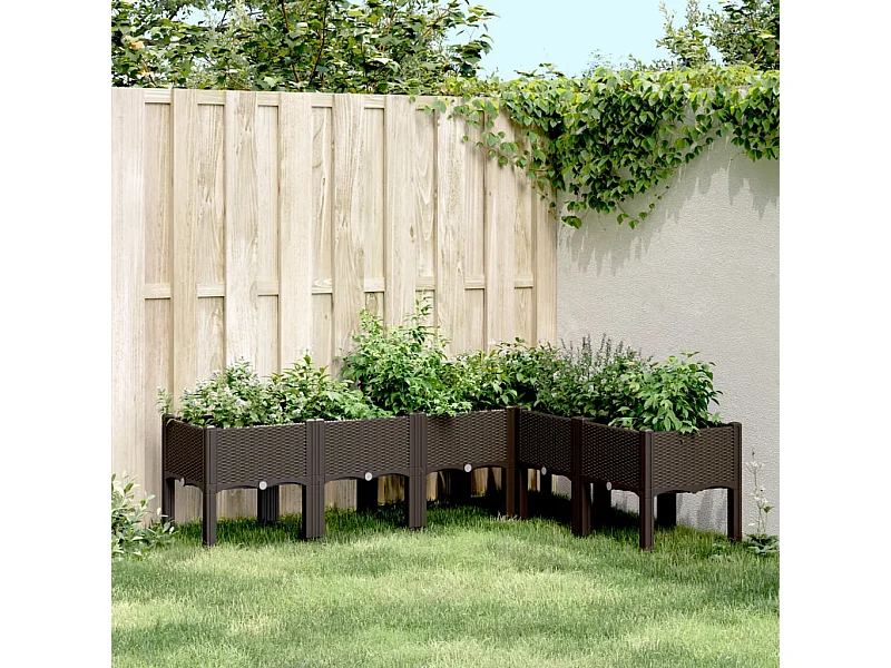 Jardinière avec pieds marron 160x120x42 cm PP FR52964