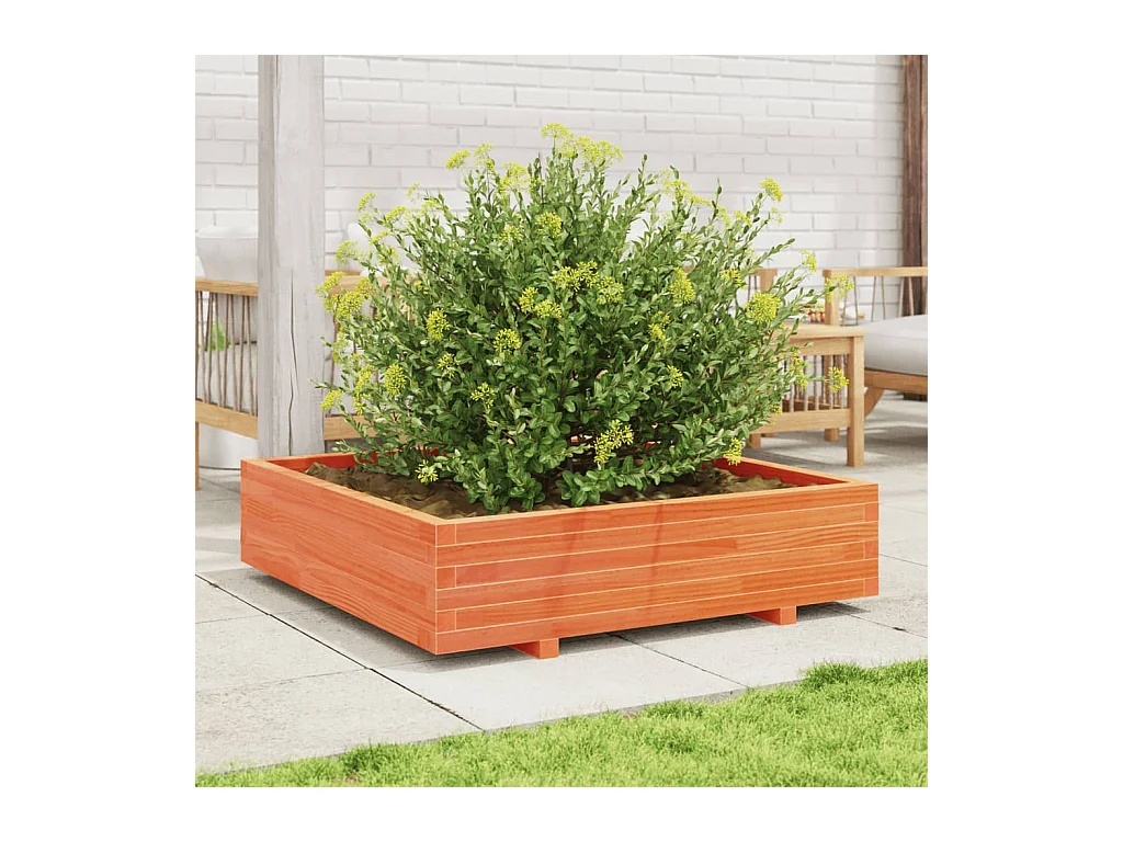 Jardinière cire marron 100x100x26,5 cm bois de pin massif FR42588