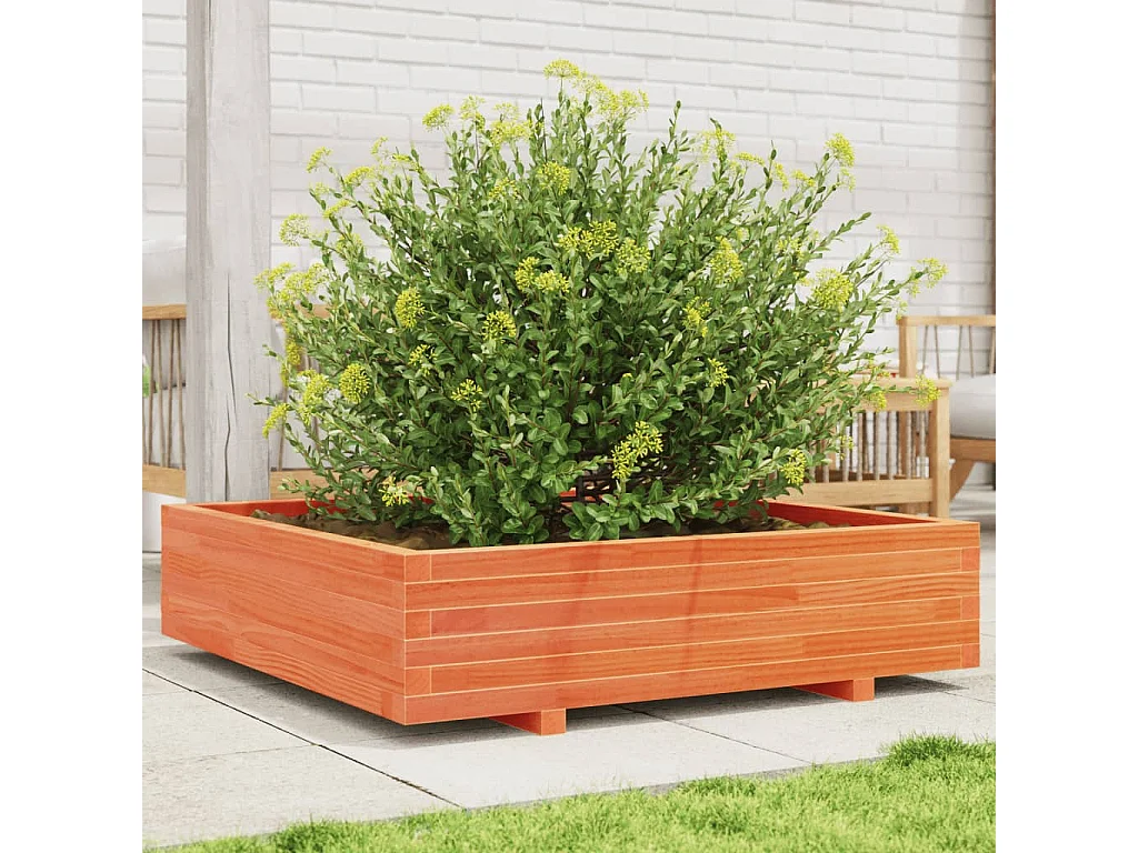 Jardinière cire marron 100x100x26,5 cm bois de pin massif FR42588