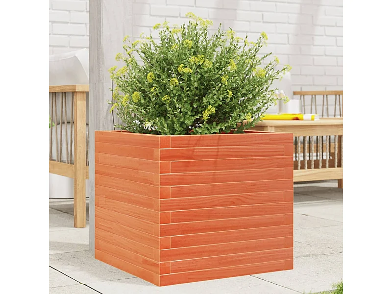 Vaso/floreira de jardim 50x50x45,5 pinho maciço castanho mel PT898521