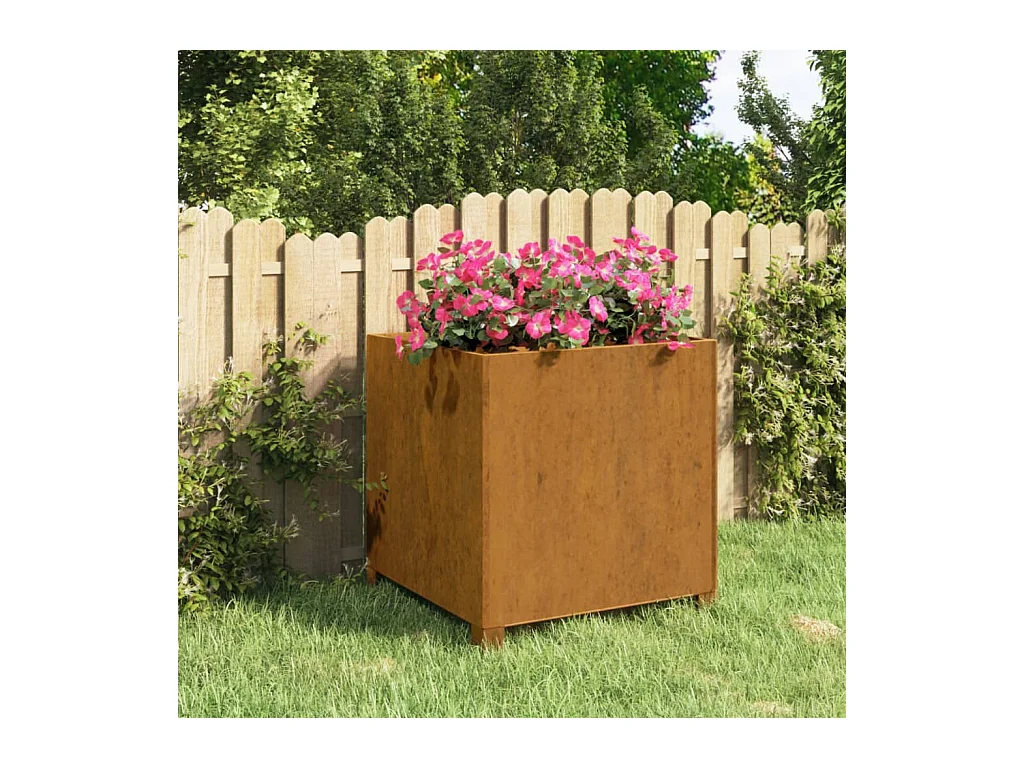 Jardinière avec pieds Rouillé 49x47x50 cm Acier corten FR93211