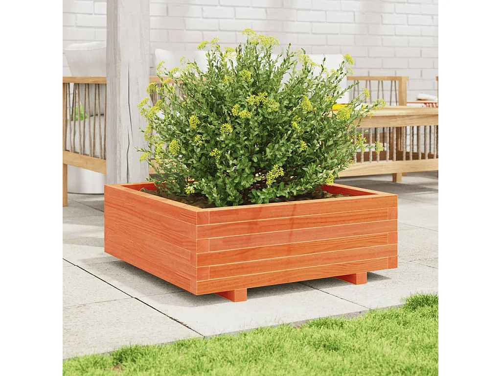 Jardinière cire marron 70x70x26,5 cm bois de pin massif FR32101