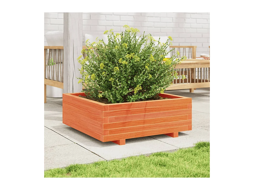 Jardinière cire marron 70x70x26,5 cm bois de pin massif FR32101
