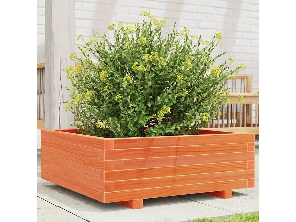 Plantenbak 70x70x26,5 cm massief grenenhout wasbruin BE467453