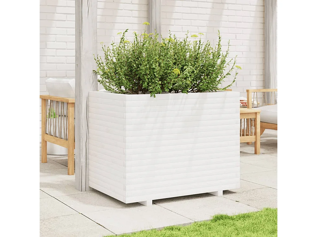 Vaso/floreira de jardim 90x60x72 cm pinho maciço branco PT106241