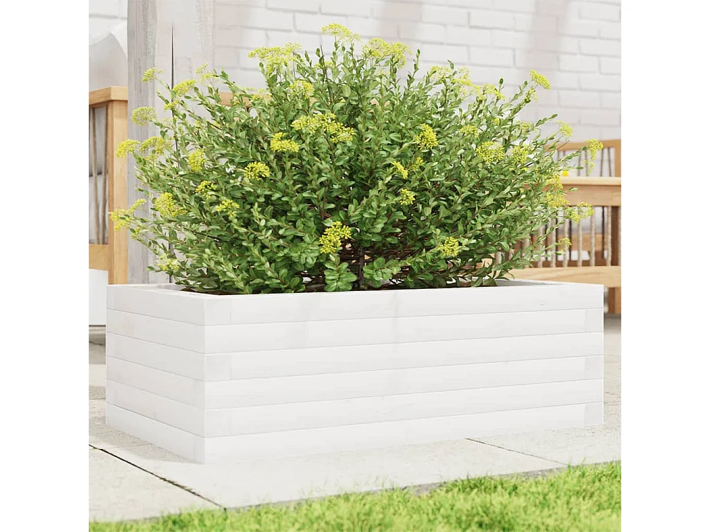 Plantenbak 70x40x23 cm massief grenenhout wit BE740731