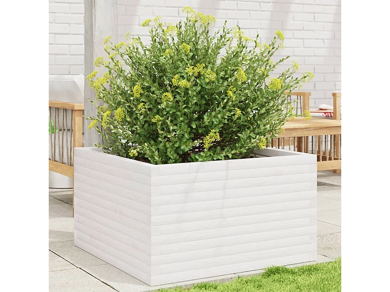 Jardinière blanc 80x80x46 cm bois de pin massif FR91129