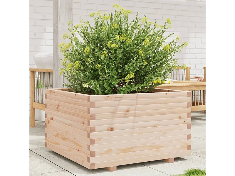 Jardinera madera maciza de pino 80x80x49,5 cm ES522931