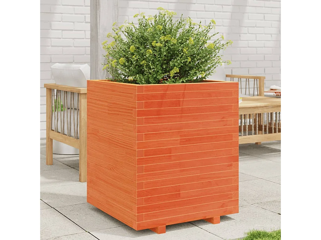 Jardinière cire marron 60x60x72,5 cm bois de pin massif FR86222