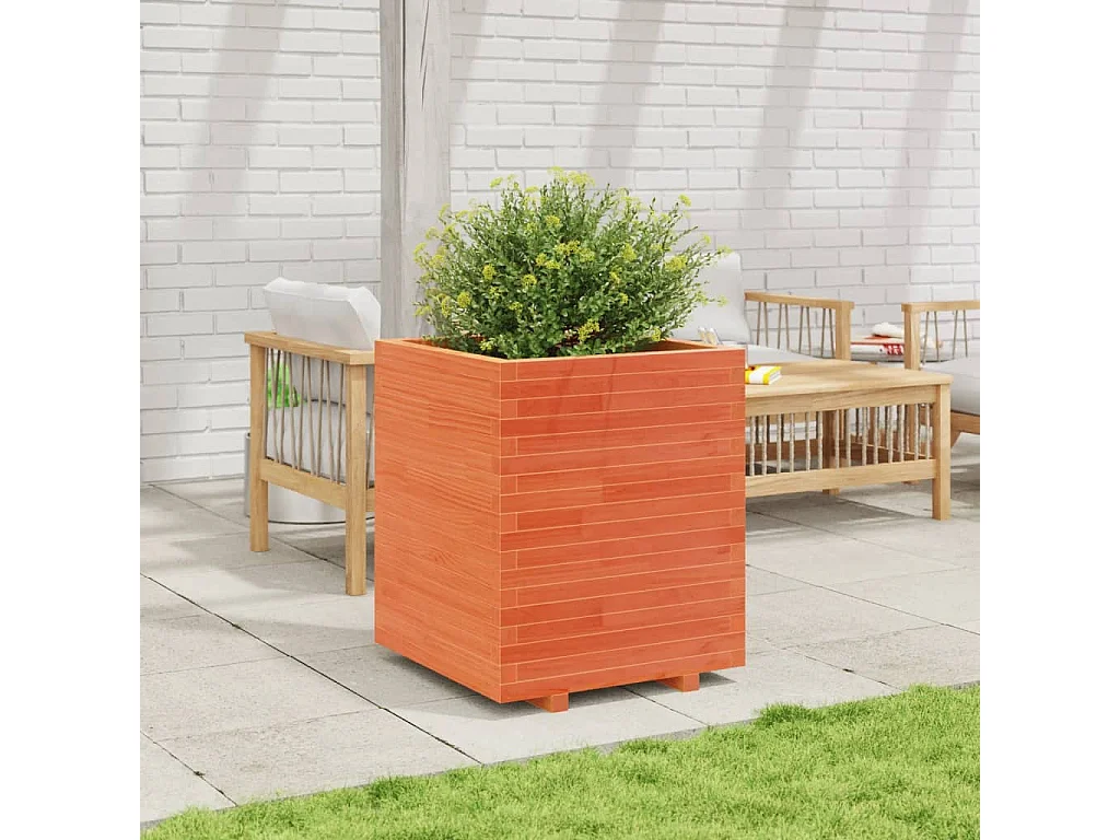 Jardinière cire marron 60x60x72,5 cm bois de pin massif FR86222