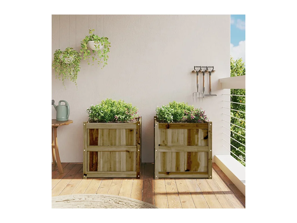 Jardinières 2 pcs bois de pin imprégné FR18500