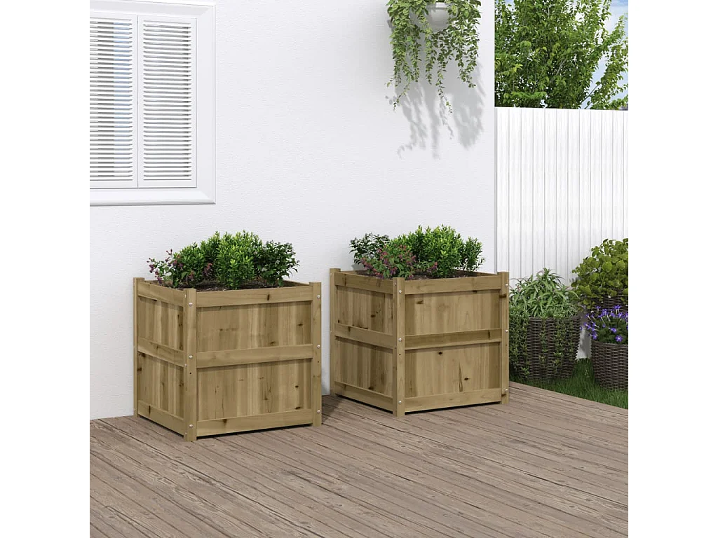 Jardinières 2 pcs bois de pin imprégné FR18500