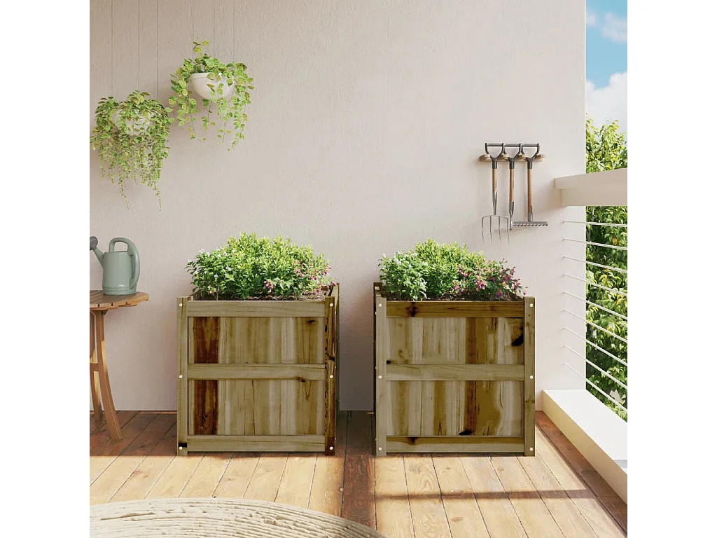 Jardinières 2 pcs bois de pin imprégné FR18500
