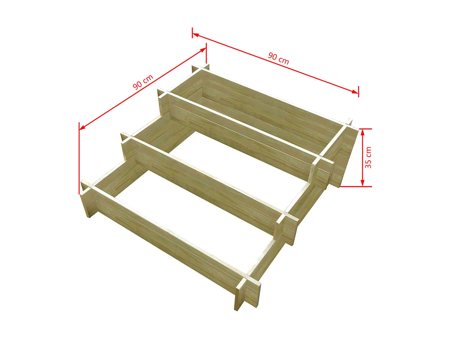 Jardinière à 3 niveaux 90 x 90 x 35 cm Bois imprégné FR76644