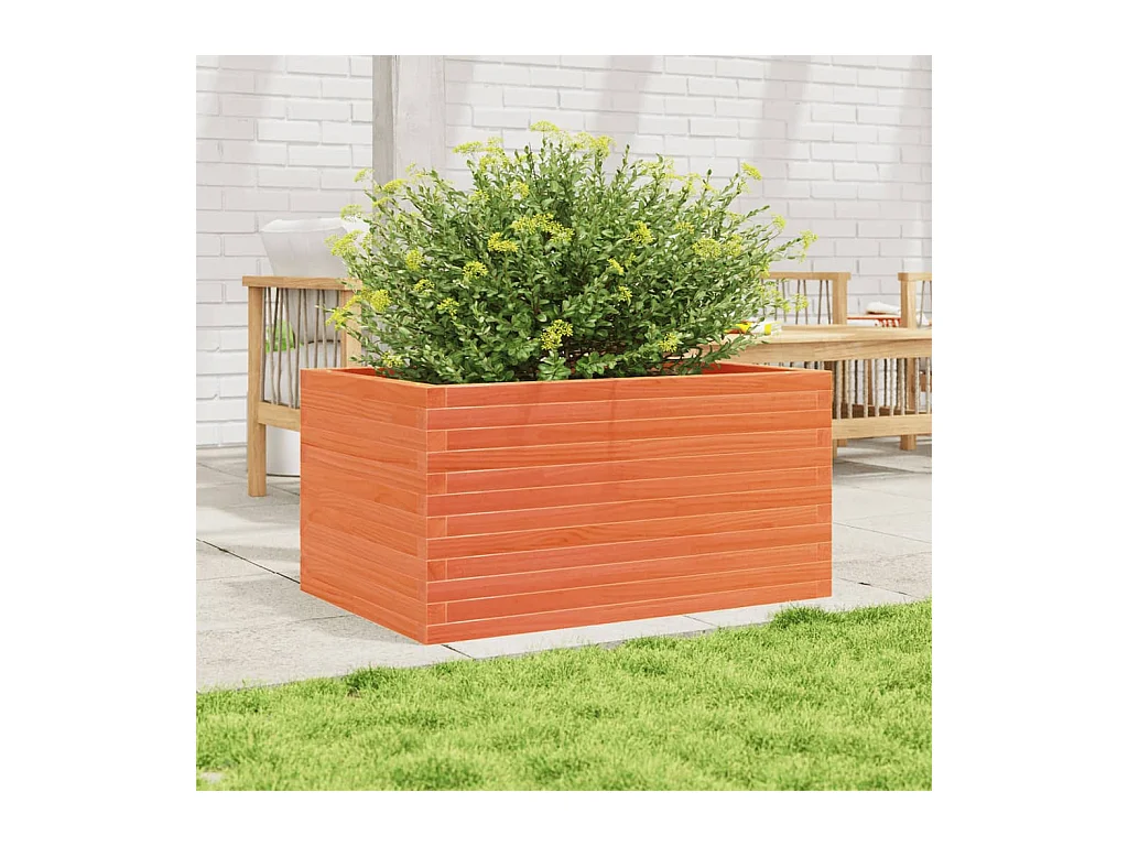 Plantenbak 90x60x46 cm massief grenenhout wasbruin BE598954