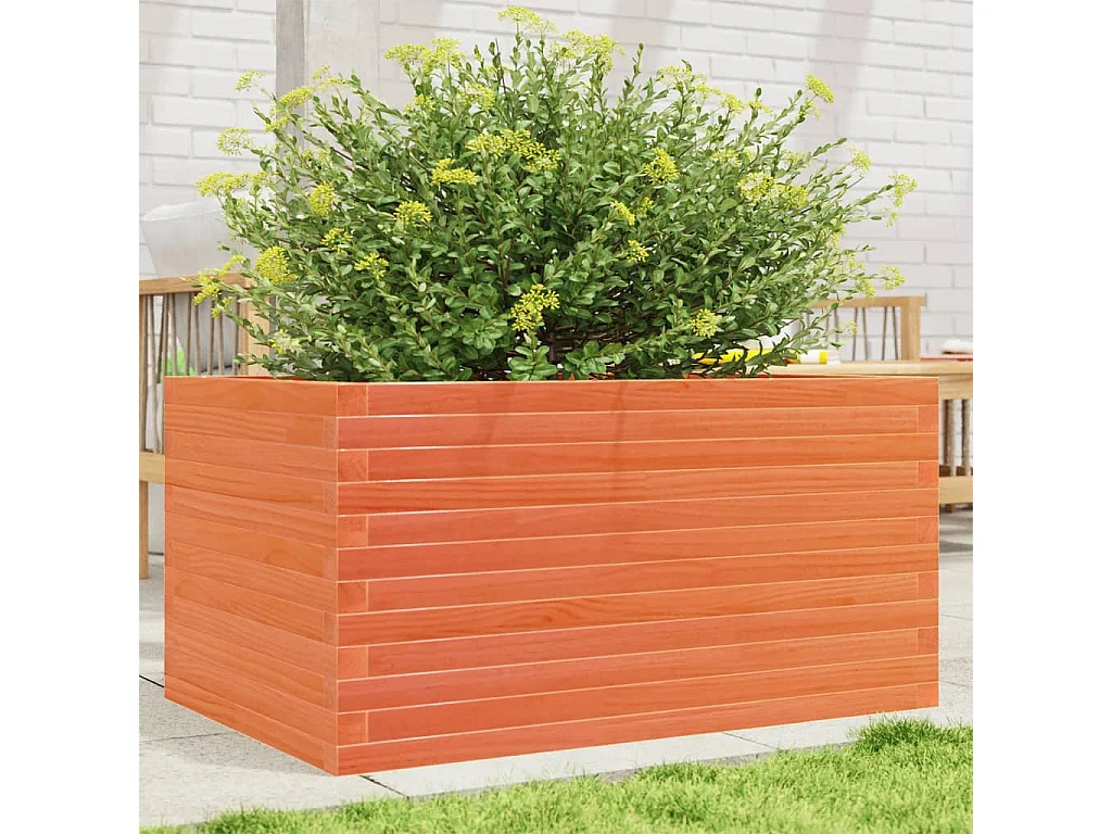 Jardinière cire marron 90x60x46 cm bois de pin massif FR26858