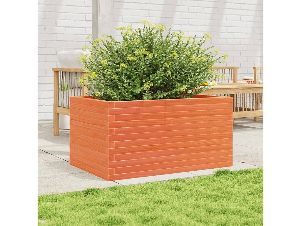Jardinière cire marron 90x60x46 cm bois de pin massif FR26858