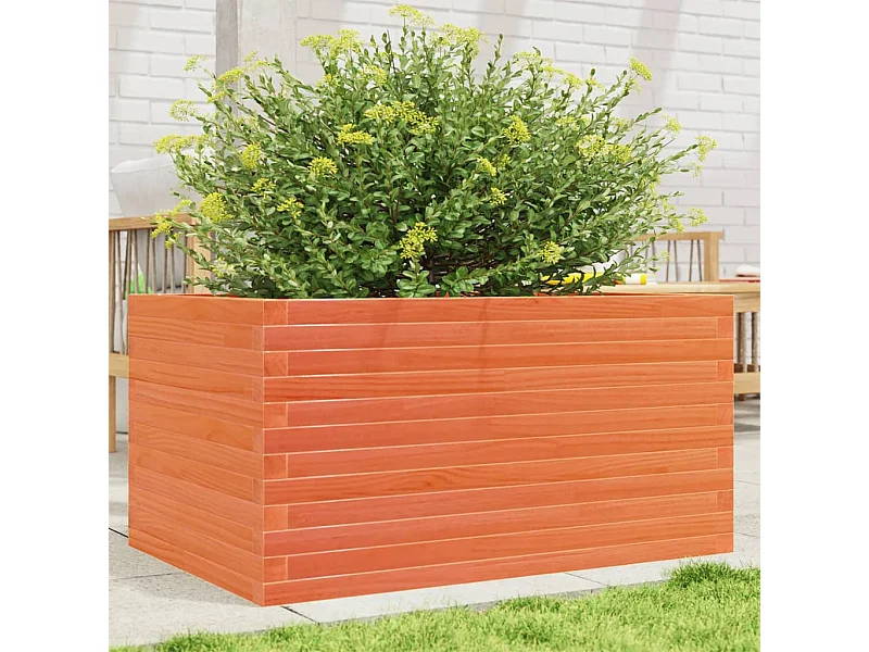 Jardinière cire marron 90x60x46 cm bois de pin massif FR26858