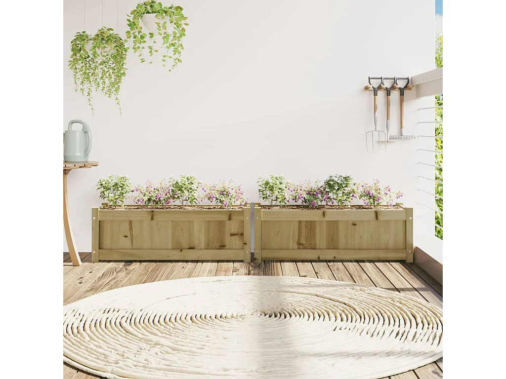 Jardinières 2 pcs bois de pin imprégné FR34506