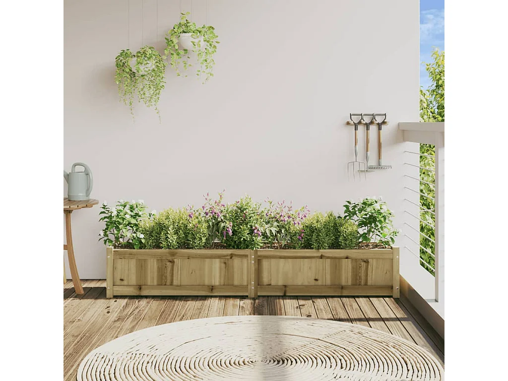 Vaso/floreira de jardim 180x31x31cm madeira de pinho impregnada PT196810