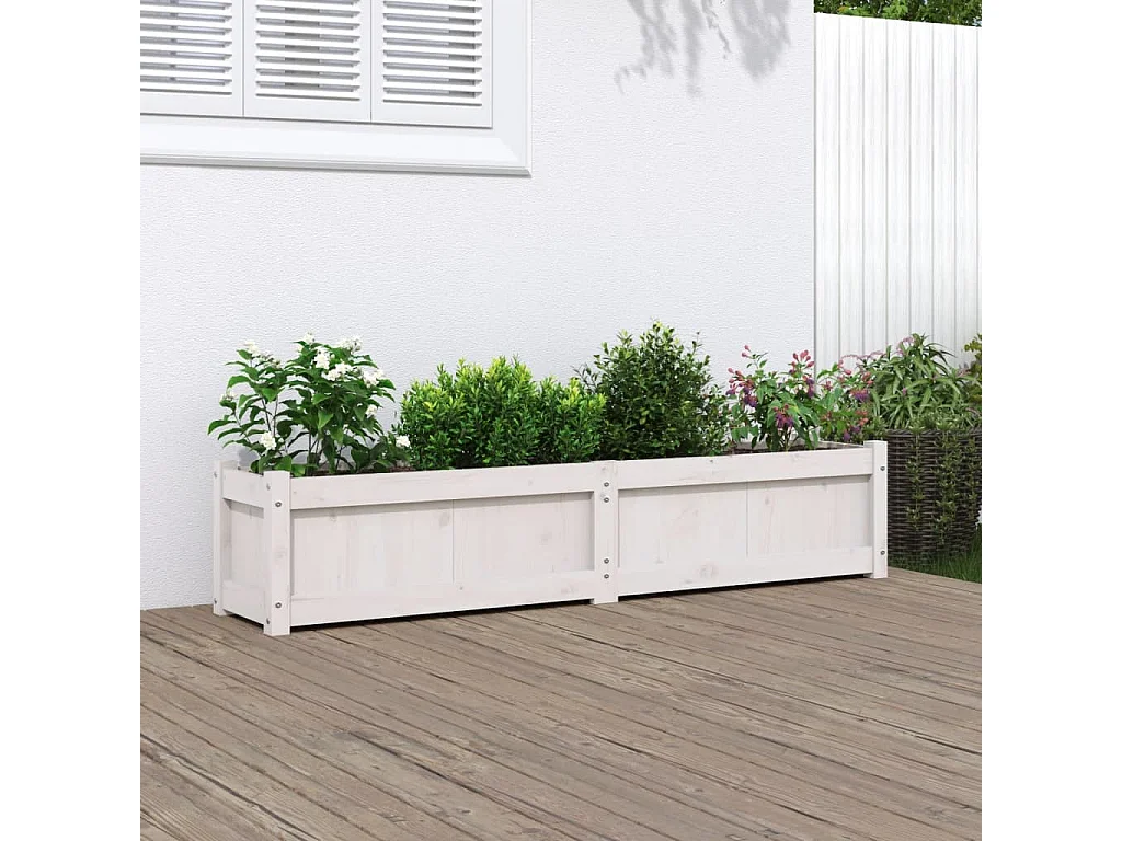 Vaso/floreira de jardim 150x31x31cm madeira pinho maciça branco PT821920