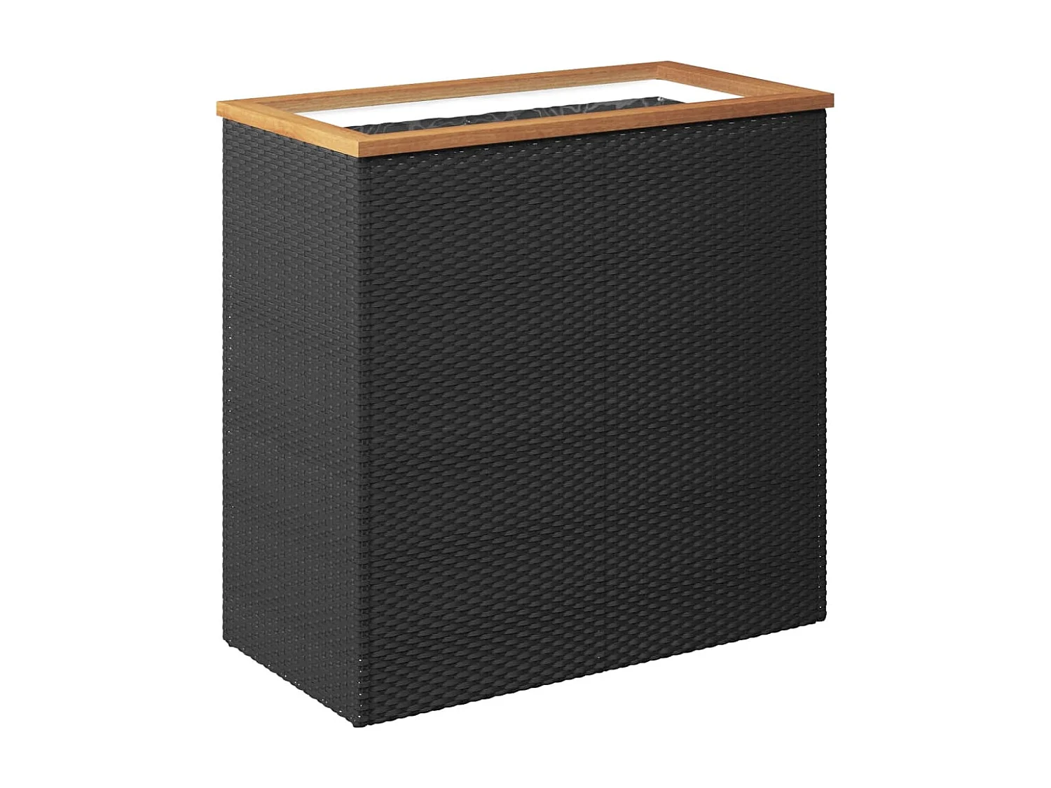 Jardinière noir 80x40x80 cm résine tressée FR39036