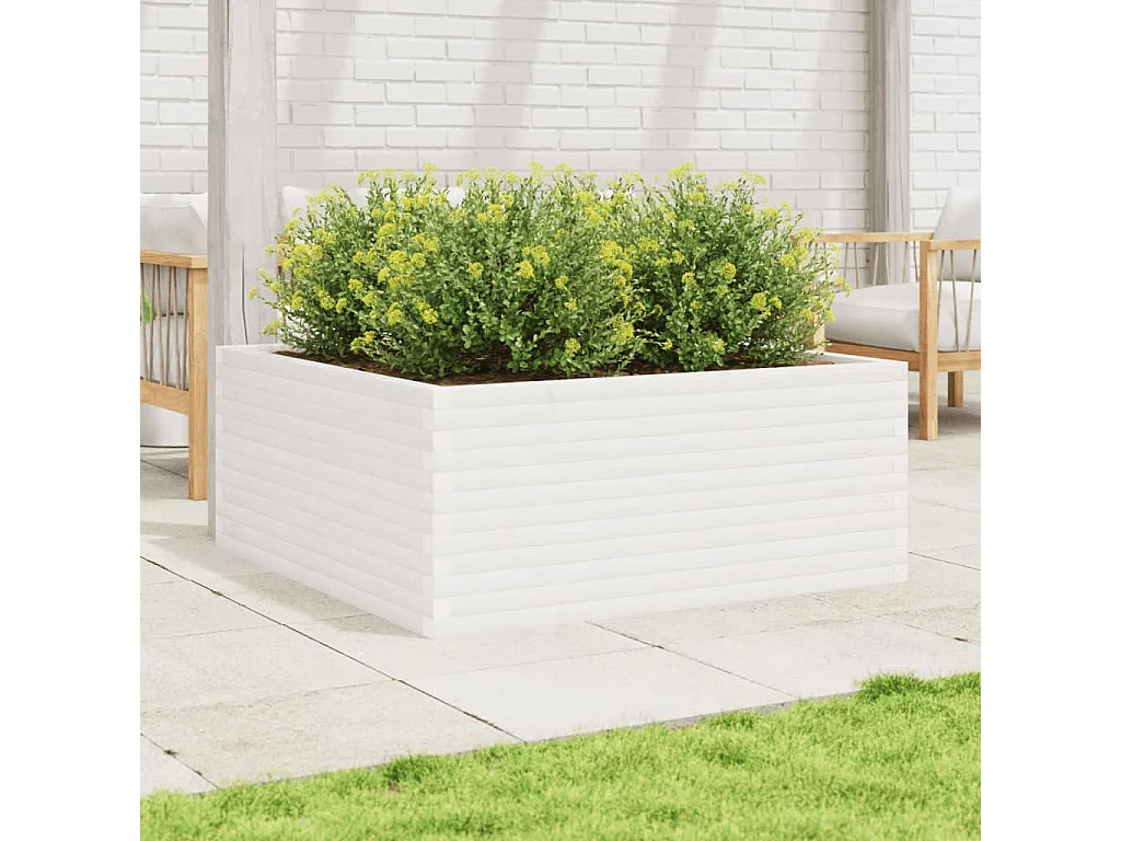 Jardinière blanc 110x110x46 cm bois de pin massif FR55313