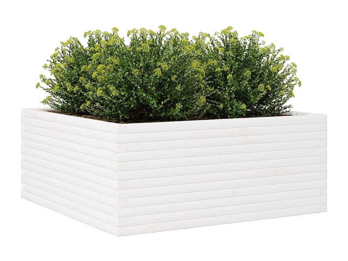 Jardinière blanc 110x110x46 cm bois de pin massif FR55313